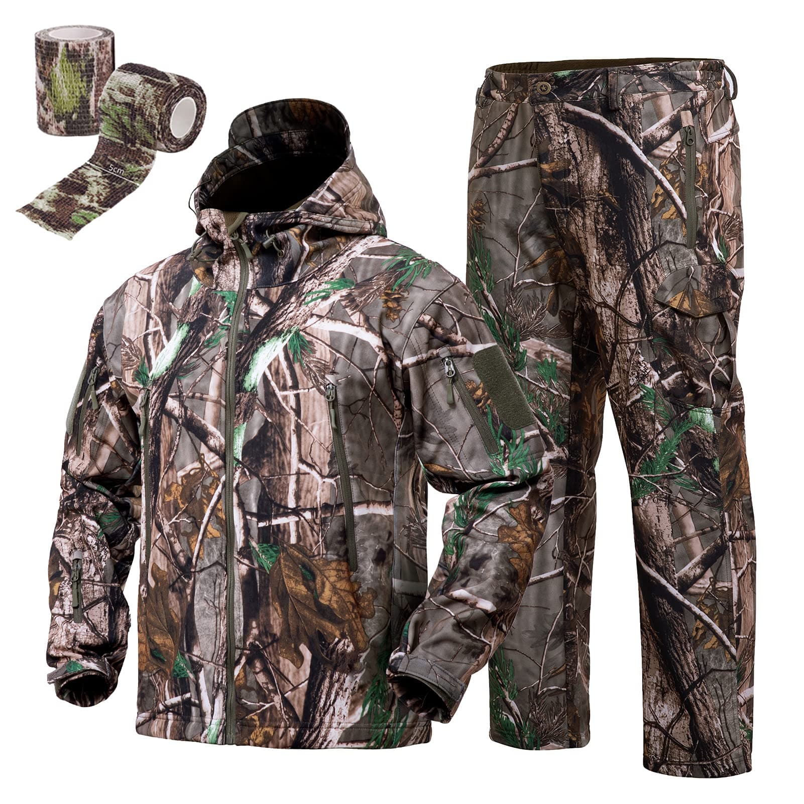 Hunting Clothes for Men with Fleece Lining Silent Hunting Jacket & Pants  Hiking