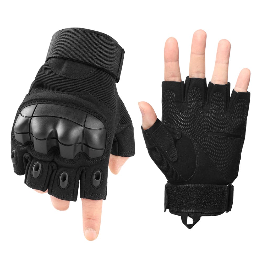 Fingerless Work Gloves for Men Utility Padded Half Finger Driving