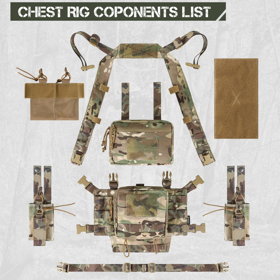 Tactical Chest Rig Adjustable & Detachable Molle Micro Chest Rig