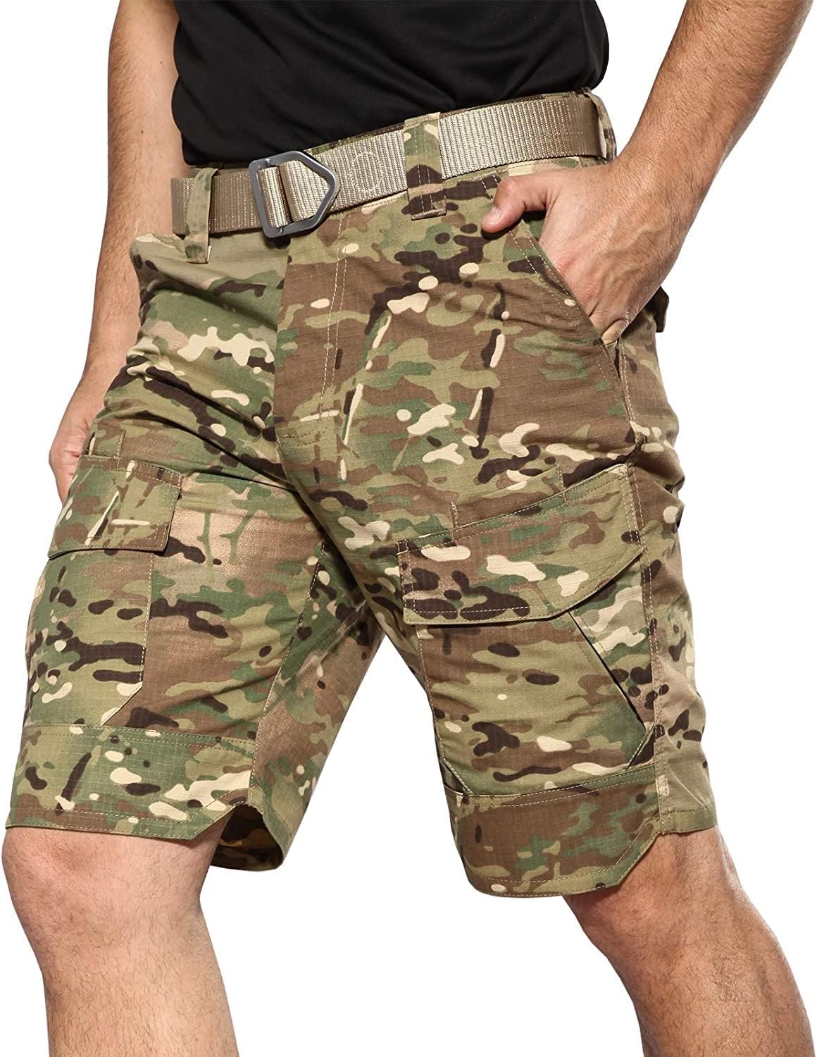 Men's Tactical Cargo Shorts Lightweight Waterproof Ripstop Summer Casual Hiking Pants