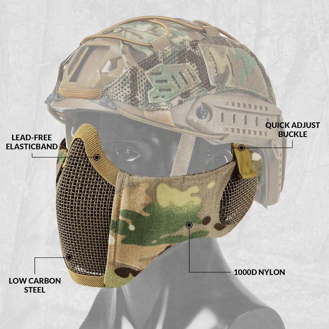 Airsoft Mesh Mask Tactical Foldable Half Mesh Mask