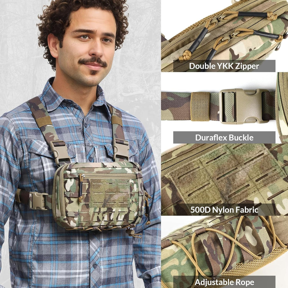 Tactical Chest Pack EDC Chest Bag 2L Utility Molle Chest Rig Pouch