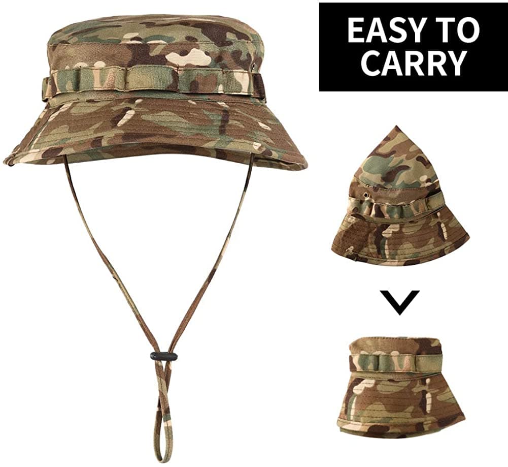 Tactical Fishing Camo Sun Protect Bucket  Boonie Hat