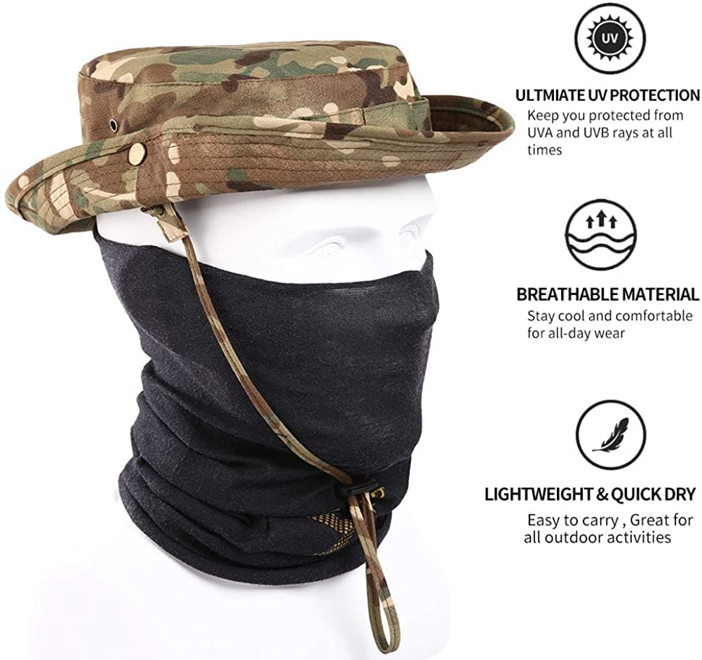 Tactical Fishing Camo Sun Protect Bucket  Boonie Hat