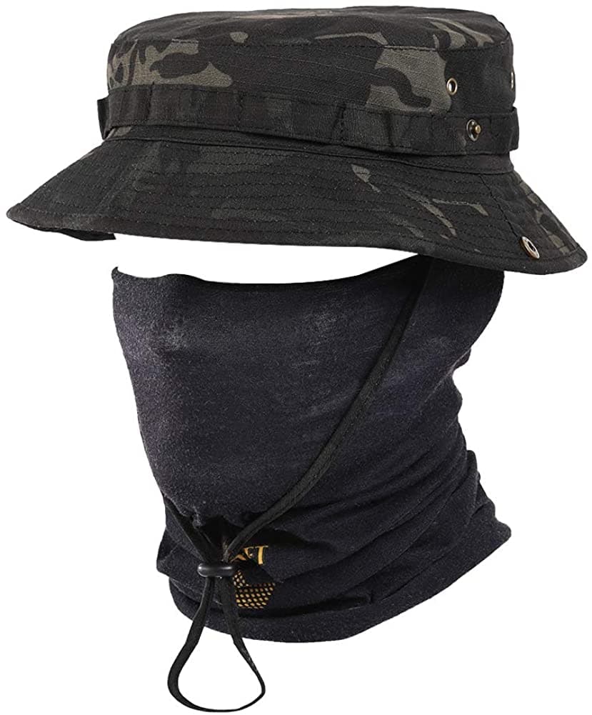 Tactical Fishing Camo Sun Protect Bucket  Boonie Hat