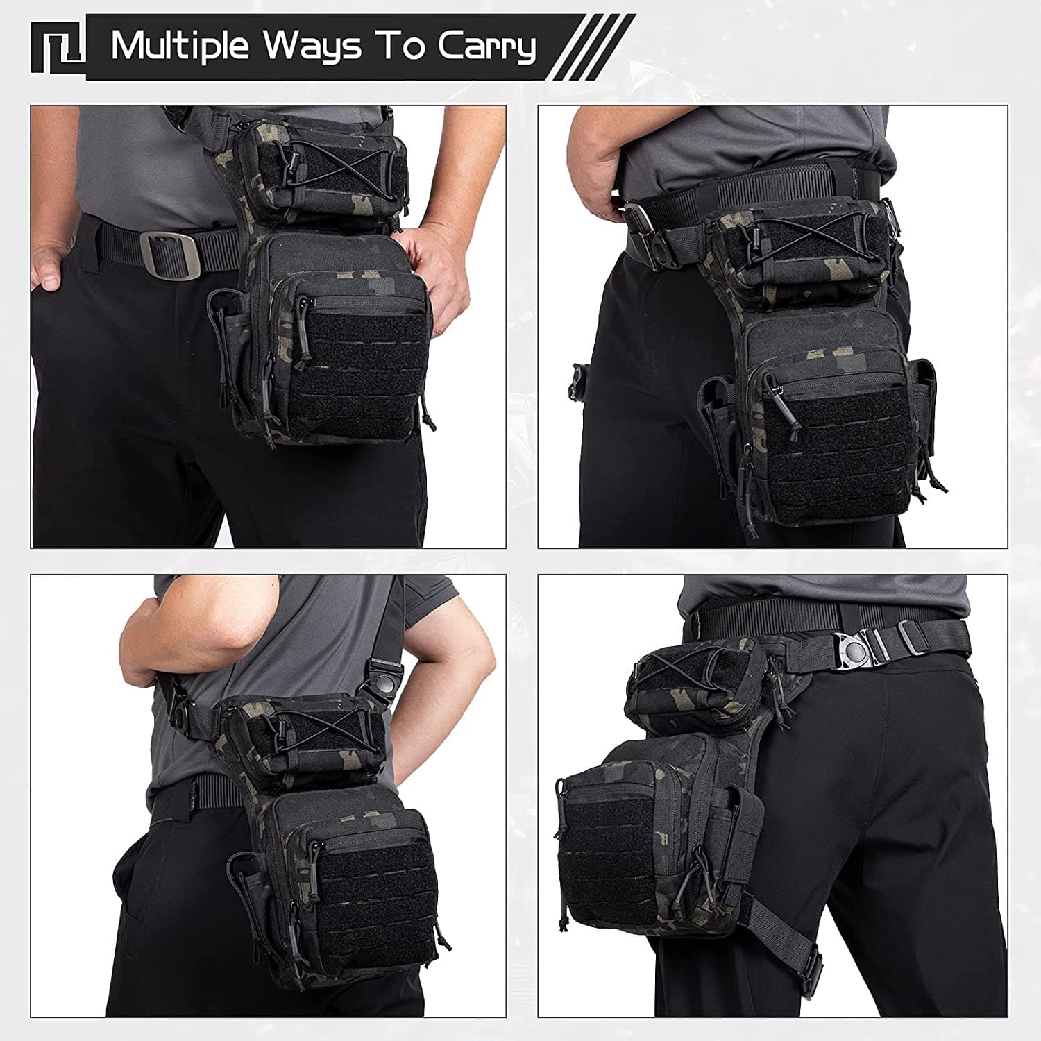 Waterproof Military Tactical Drop Leg Pouch Bag Cross Over Leg Rig