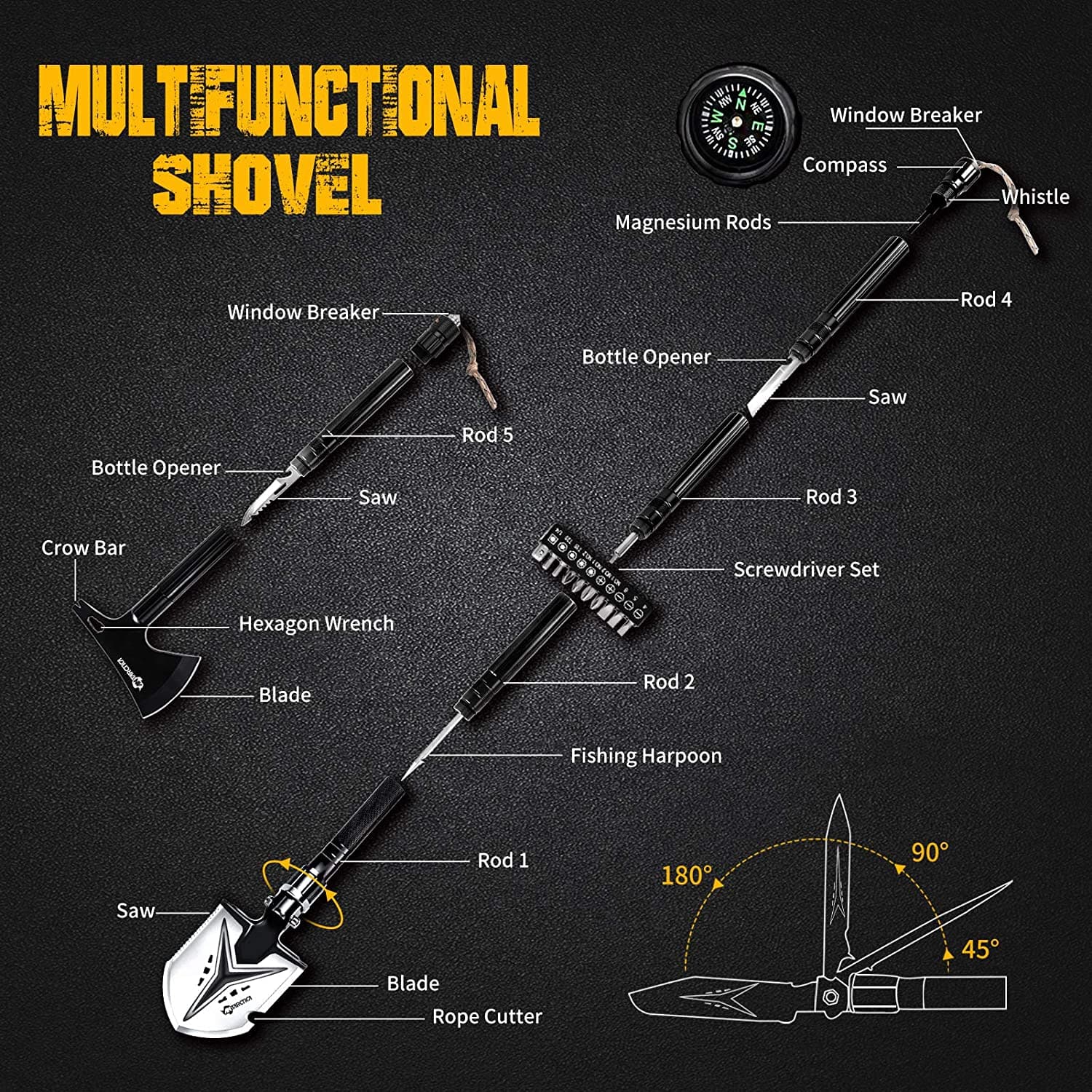 Multifunctional Camping Shovel Axe Folding Shovel Axe