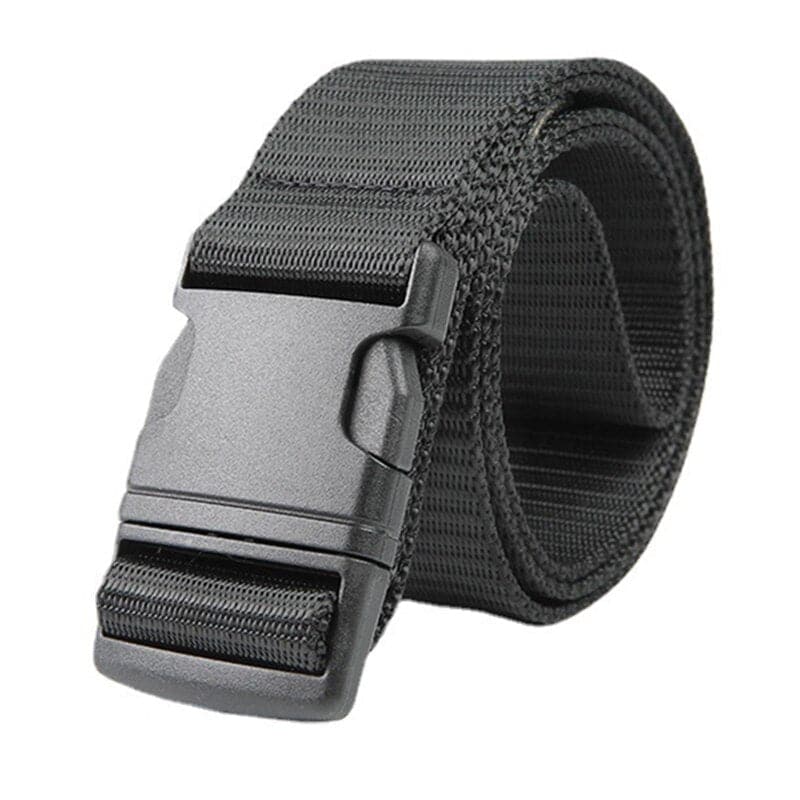Military Men Outdoor Waist Belt with Plastic Buckle Black