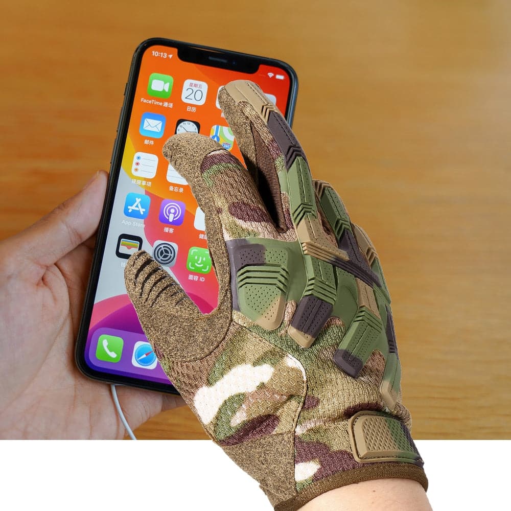 OZERO Outdoor Hunting Gloves | Tactical Camouflage Touch Screen Anti Slip Hand Protection (Color: Camo, Size: M)