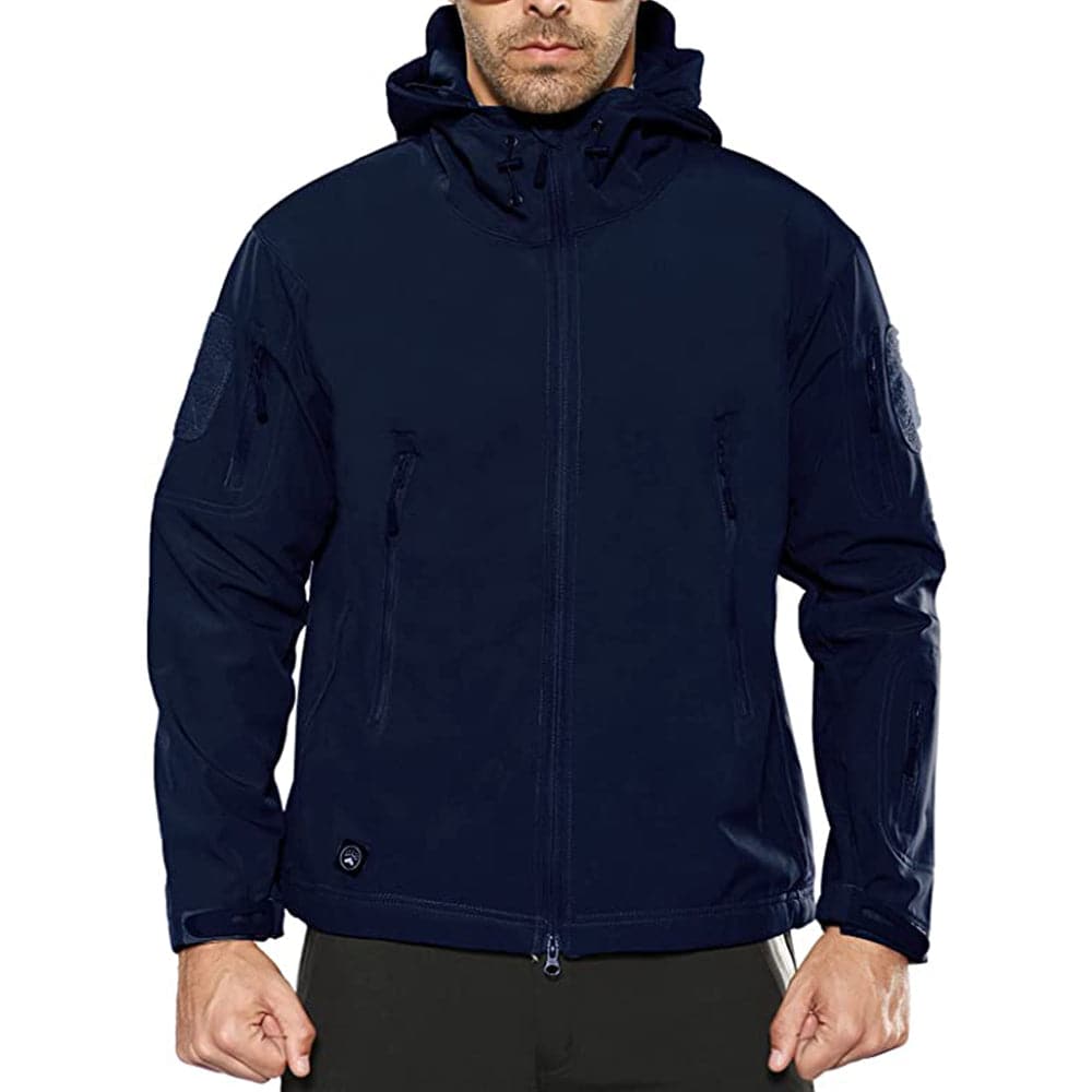 Men's Softshell Fleece Jacket with Helmet-Compatible Hood